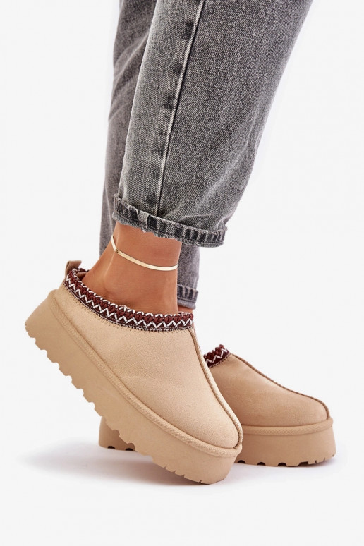 Ziloņkaula krāsas Ījungtarirya zemapavi sieviešu sniega zābaki ar platformu un kažokādu