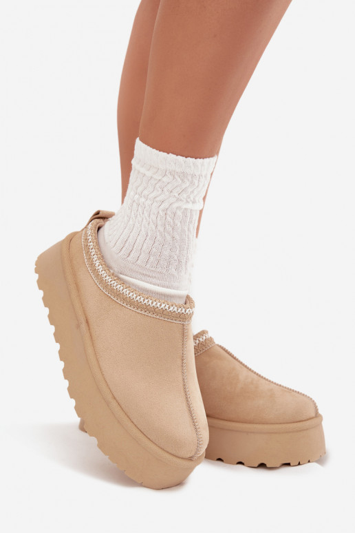 Ziloņkaula krāsas Ījungtarirya zemapavi sieviešu sniega zābaki ar platformu un kažokādu