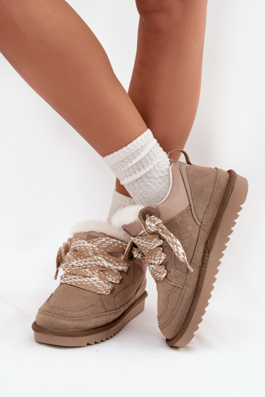 zamšādas sniega apavi  ar kažokādu I Grubym m Vinceza 97963 smilšu krāsas