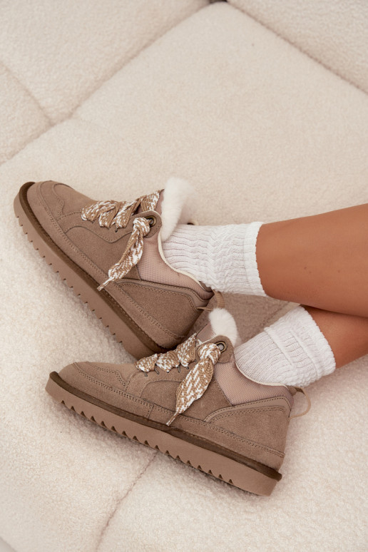 zamšādas sniega apavi  ar kažokādu I Grubym m Vinceza 97963 smilšu krāsas