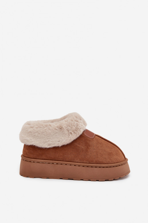 sniega apavi  ar platformu ar kažokādu brūnas krāsas Calyra sniega apavi  ar platformu ar kažokādu brūnas krāsas Calyra