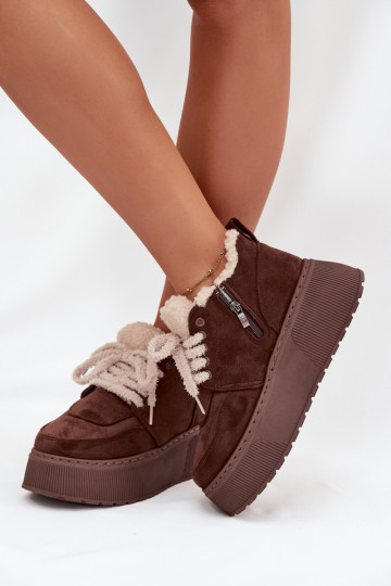 sniega apavi  ar platformu ar kažokādu Typu Baranek brūnas krāsas Luma