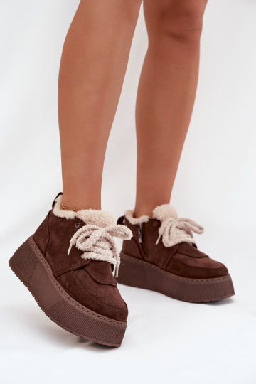 sniega apavi  ar platformu ar kažokādu Typu Baranek brūnas krāsas Luma 2