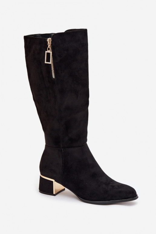 sieviešu garie zābaki ar papēdi Z u Melns Lyvienne