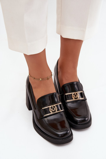 apavi  ar papēdi Ze Zelta krāsasm Detalem Melns Privelle