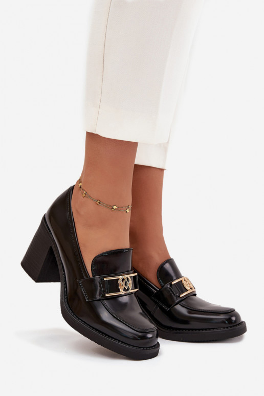 apavi  ar papēdi Ze Zelta krāsasm Detalem Melns Privelle