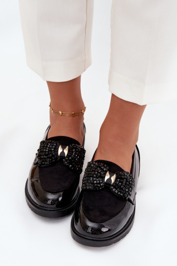 Lakuotas mokasinai ar lentēm S.Barski HY51-319 melnā krāsā