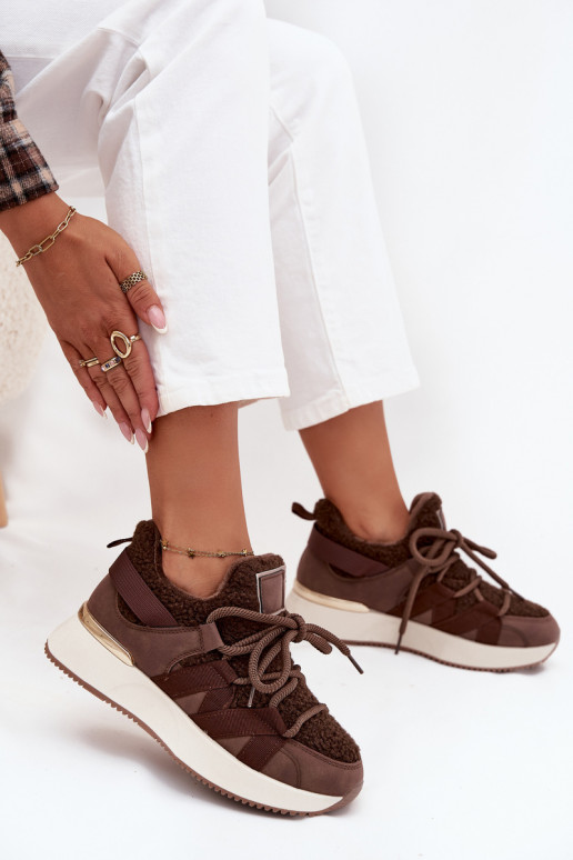 siltināti  modeļa apavi  ar platformu brūnas krāsas Juvira