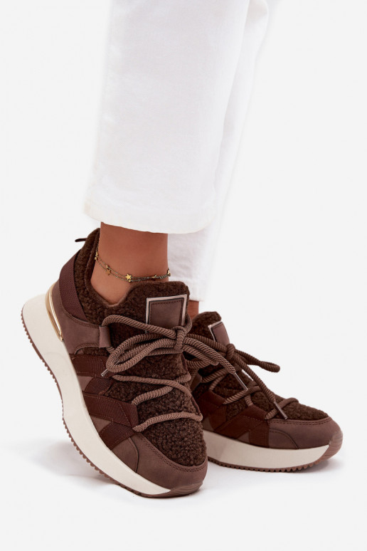 siltināti  modeļa apavi  ar platformu brūnas krāsas Juvira