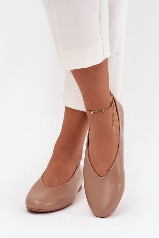 Balerīnas  no eko ādas ar platiem papēžiem smilšu krāsas Olyssia Balerīnas  no eko ādas ar platiem papēžiem smilšu krāsas Olyssia
