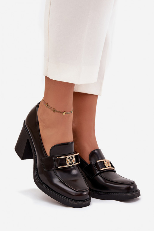 apavi  ar papēdi Ze Zelta krāsasm Detalem Czekoladowe Privelle