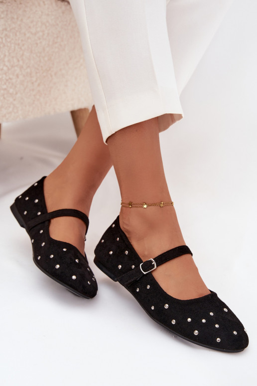 Dekorētas Balerīnas  ar siksniņām Melns Olivisse Dekorētas Balerīnas  ar siksniņām Melns Olivisse