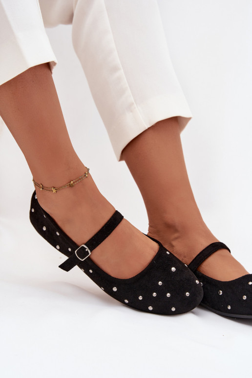 Dekorētas Balerīnas  ar siksniņām Melns Olivisse Dekorētas Balerīnas  ar siksniņām Melns Olivisse