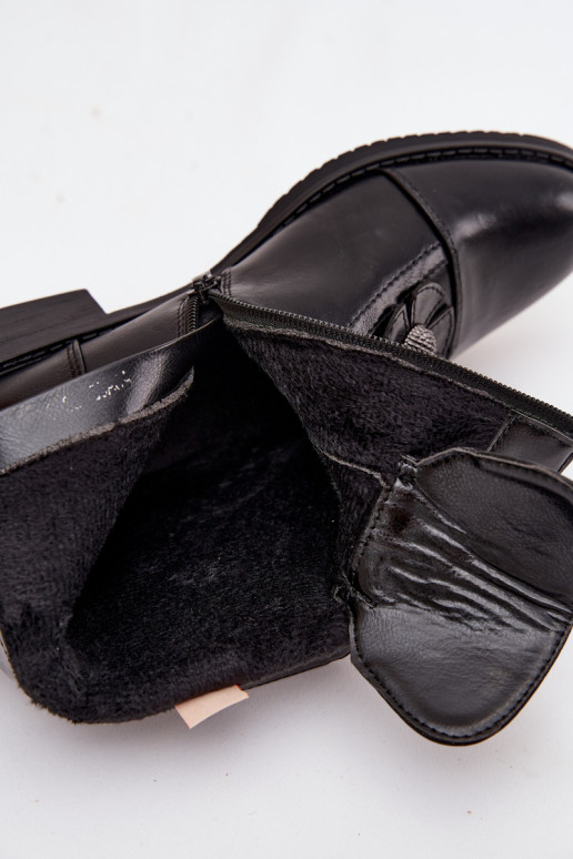 siltināti Sieviešu puszābaki ar platiem papēžiem  kami Melns Pravienne