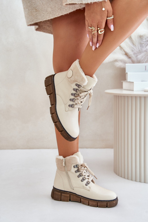 siltināti Sieviešu puszābaki apavi  smilšu krāsas Mevanisa  siltināti Sieviešu puszābaki apavi  smilšu krāsas Mevanisa