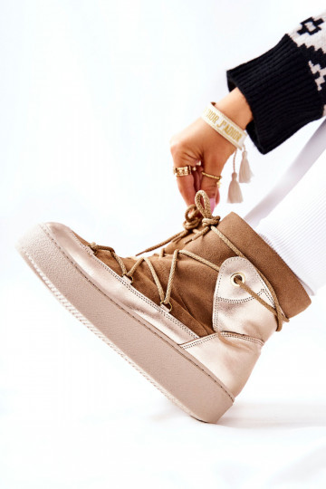 siltināti Zamšādas kurpes sniega apavi brūnas krāsas Clarem 2