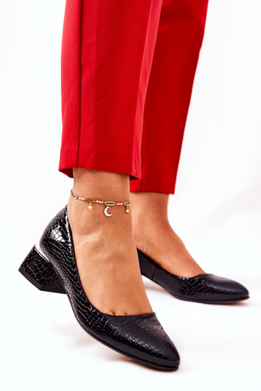 ar čūskādas imitāciju Kurpes  3118 Melns   ar čūskādas imitāciju Kurpes  3118 Melns