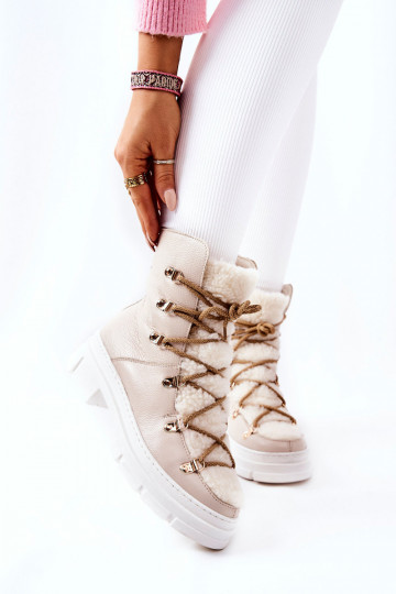 siltināti sieviešu zābaki apavi Ziloņkaula krāsas Nerisso