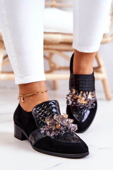 zamšādas apavi ar ornamentiem Melns Davine