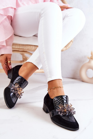zamšādas apavi ar ornamentiem Melns Davine 2