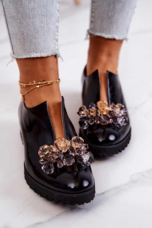 Eleganta stila   apavi ar ornamentiem Melns Cindy