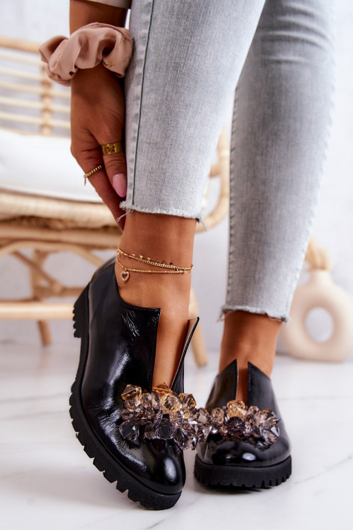 Eleganta stila   apavi ar ornamentiem Melns Cindy