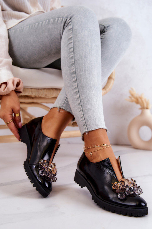 Eleganta stila   apavi ar ornamentiem Melns Cindy