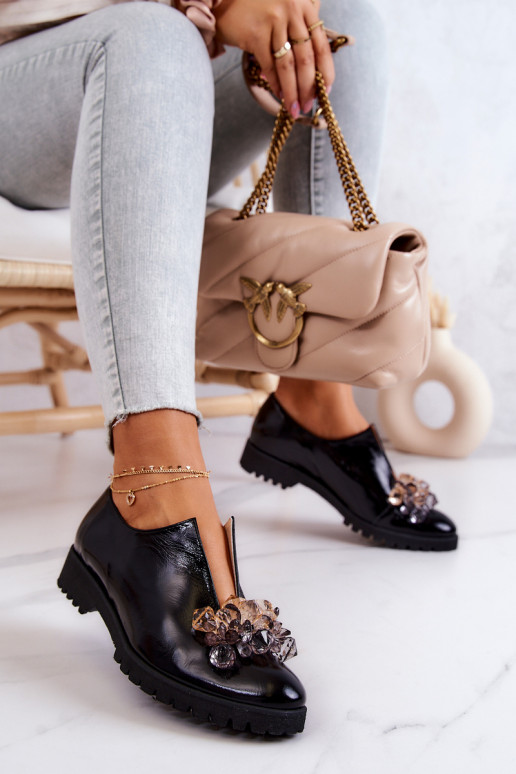 Eleganta stila   apavi ar ornamentiem Melns Cindy