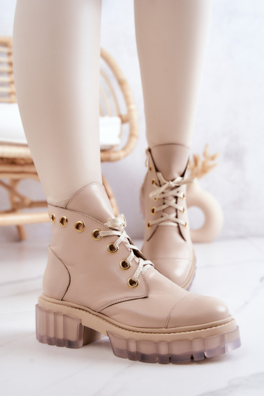 sieviešu zābaki Z Masywną Podeszwą smilšu krāsas Horizon