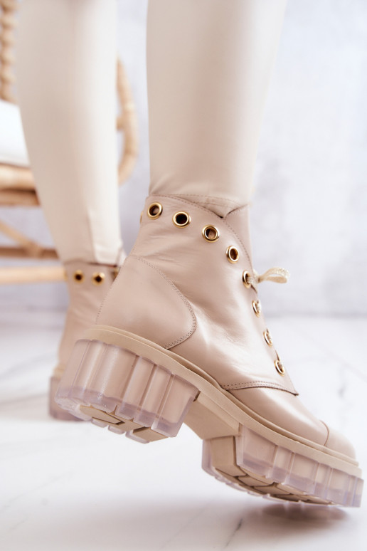 sieviešu zābaki Z Masywną Podeszwą smilšu krāsas Horizon