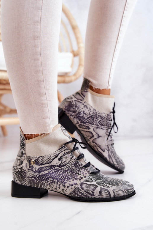 Sieviešu puszābaki zamšādas  ar čūskādas imitāciju  04744-03 smilšu krāsas