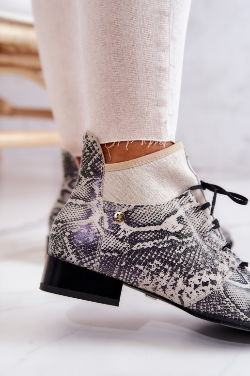 Sieviešu puszābaki zamšādas  ar čūskādas imitāciju  04744-03 smilšu krāsas