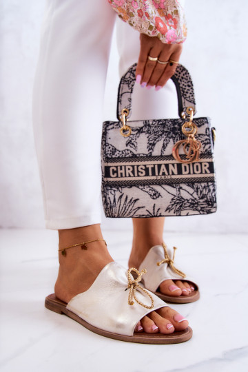 Zazoo 2659 Čibas no dabīgas ādas  Baltas-Zelta krāsas