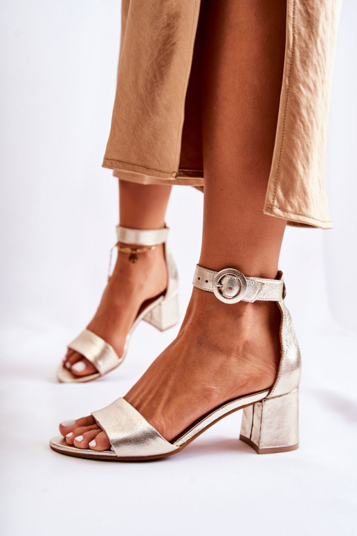 Elegantas augstpapēžu sandales  04141-42 Zelta krāsas   Elegantas augstpapēžu sandales  04141-42 Zelta krāsas