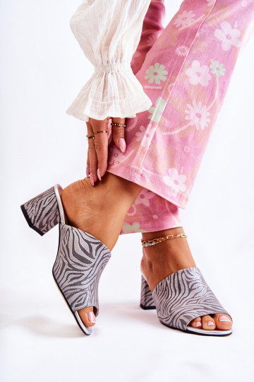    Čības ar papēdi Zebra Pelēkas krāsas Nessita 2