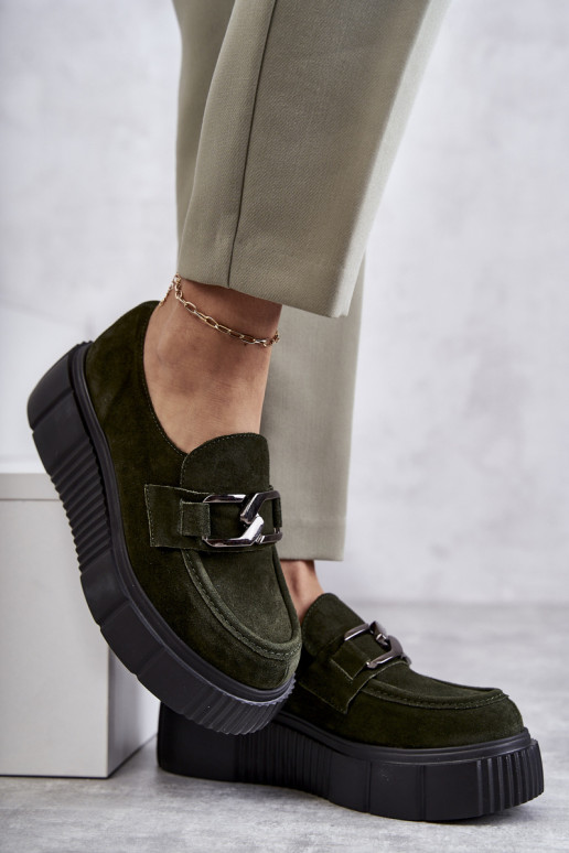 zamšādas apavi ar platformu Haki krāsas Lemar Marsol  zamšādas apavi ar platformu Haki krāsas Lemar Marsol