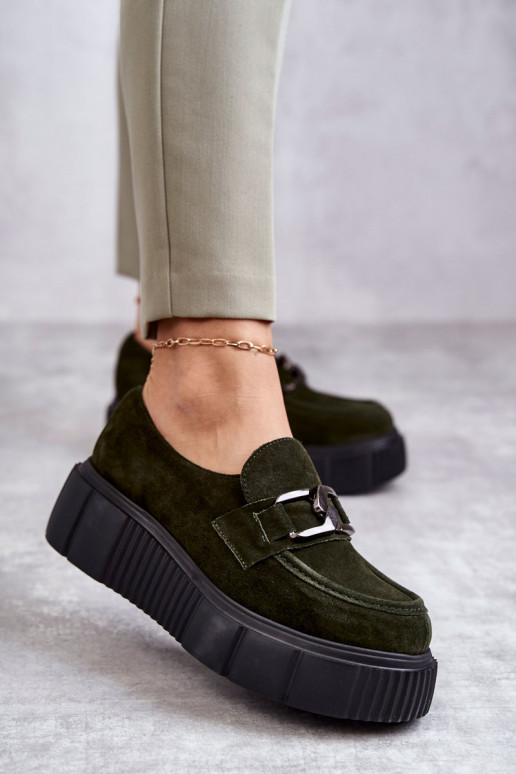 zamšādas apavi ar platformu Haki krāsas Lemar Marsol  zamšādas apavi ar platformu Haki krāsas Lemar Marsol