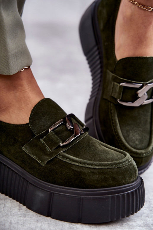 zamšādas apavi ar platformu Haki krāsas Lemar Marsol  zamšādas apavi ar platformu Haki krāsas Lemar Marsol