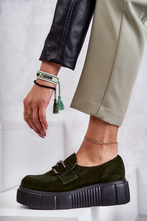 zamšādas apavi ar platformu Haki krāsas Lemar Marsol  zamšādas apavi ar platformu Haki krāsas Lemar Marsol