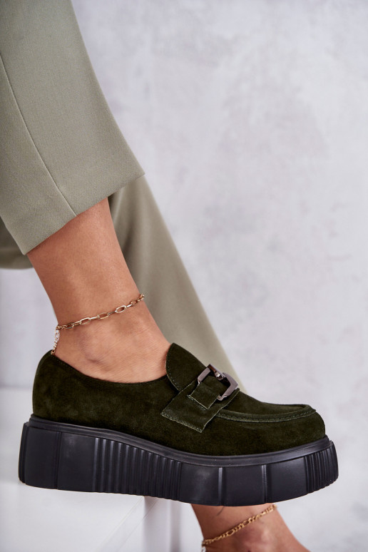 zamšādas apavi ar platformu Haki krāsas Lemar Marsol  zamšādas apavi ar platformu Haki krāsas Lemar Marsol