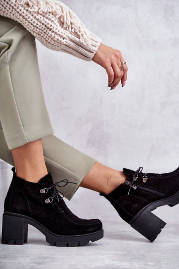  Zamšādas kurpes šņorējami Melns Lemar Marianne