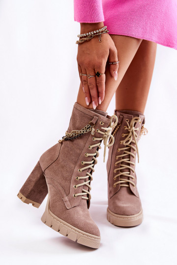 Zamšādas kurpes šņorējami  Shoes 3244/G smilšu krāsas