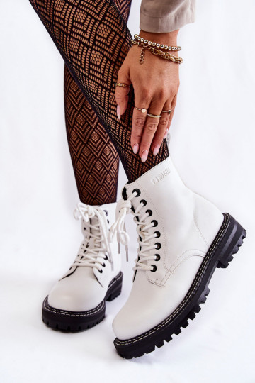  Sieviešu puszābaki ar platformu Big Star KK274539 baltas krāsas 2