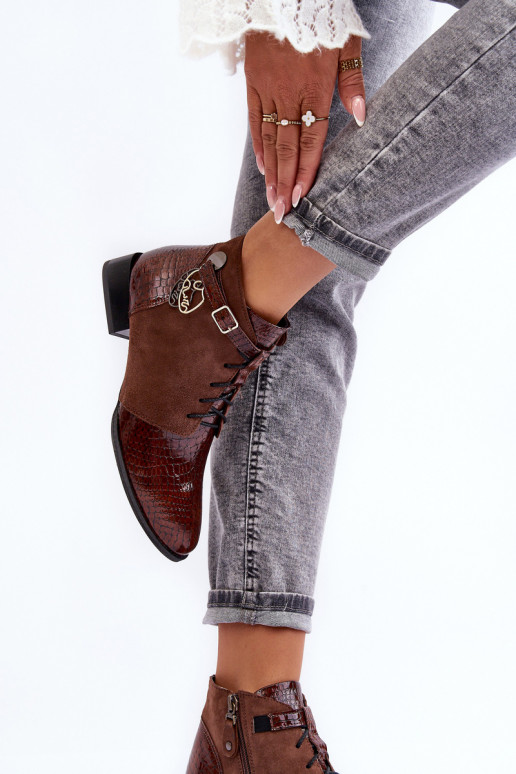 Sieviešu puszābaki no dabīgas ādas   5743A-02 brūnas krāsas