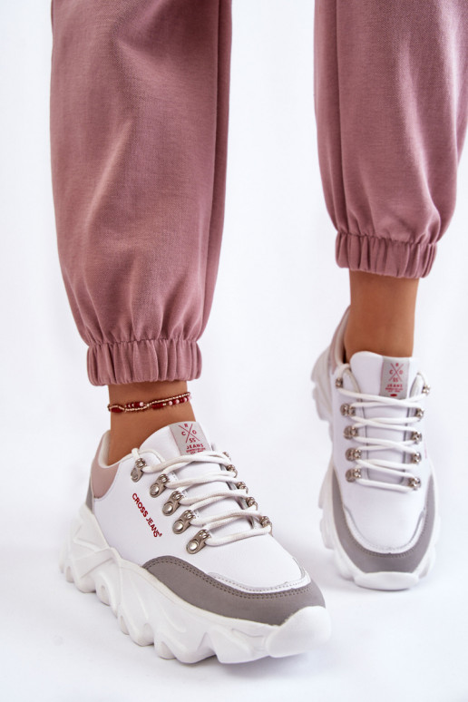   modeļa apavi ar platformu Cross  KK2R4071C baltas krāsas