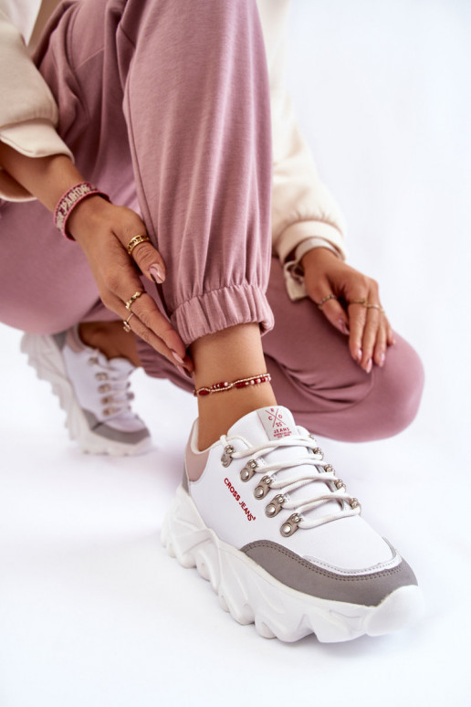   modeļa apavi ar platformu Cross  KK2R4071C baltas krāsas