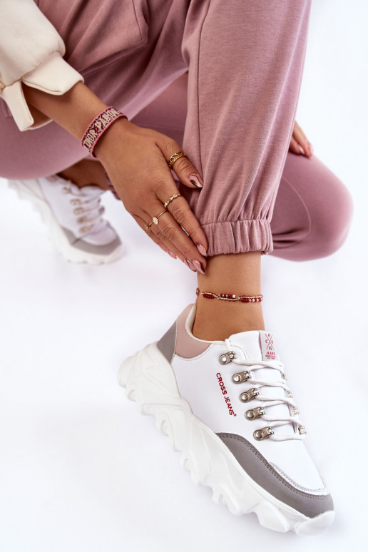   modeļa apavi ar platformu Cross  KK2R4071C baltas krāsas