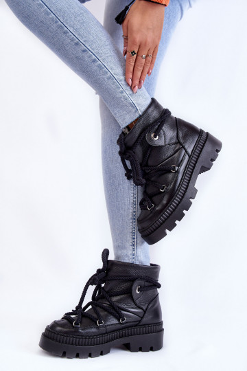   Sieviešu puszābaki sniega apavi Melns Kallen 2