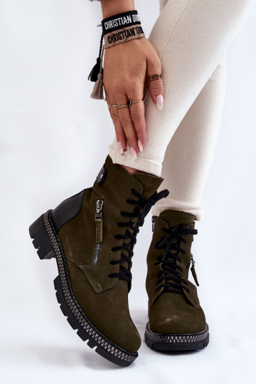 zamšādas siltināti Sieviešu puszābaki Laura Messi 2508 Zaļas krāsas