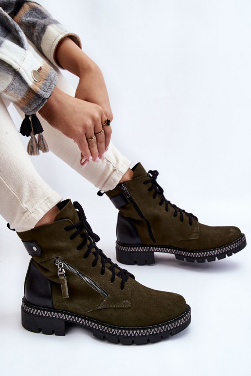 zamšādas siltināti Sieviešu puszābaki Laura Messi 2508 Zaļas krāsas